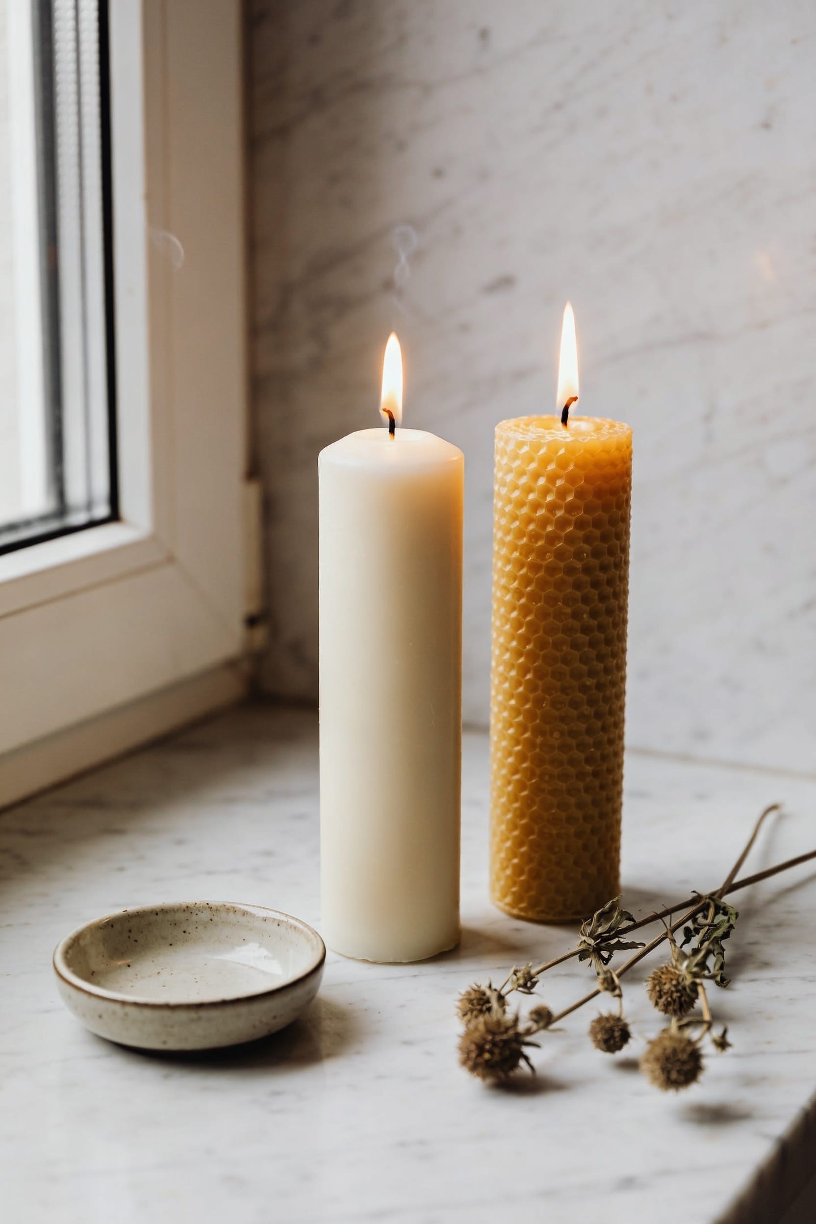beeswax burns with minimal soot