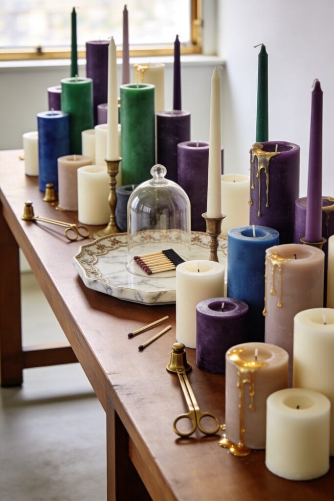 bold layered candle arrangement