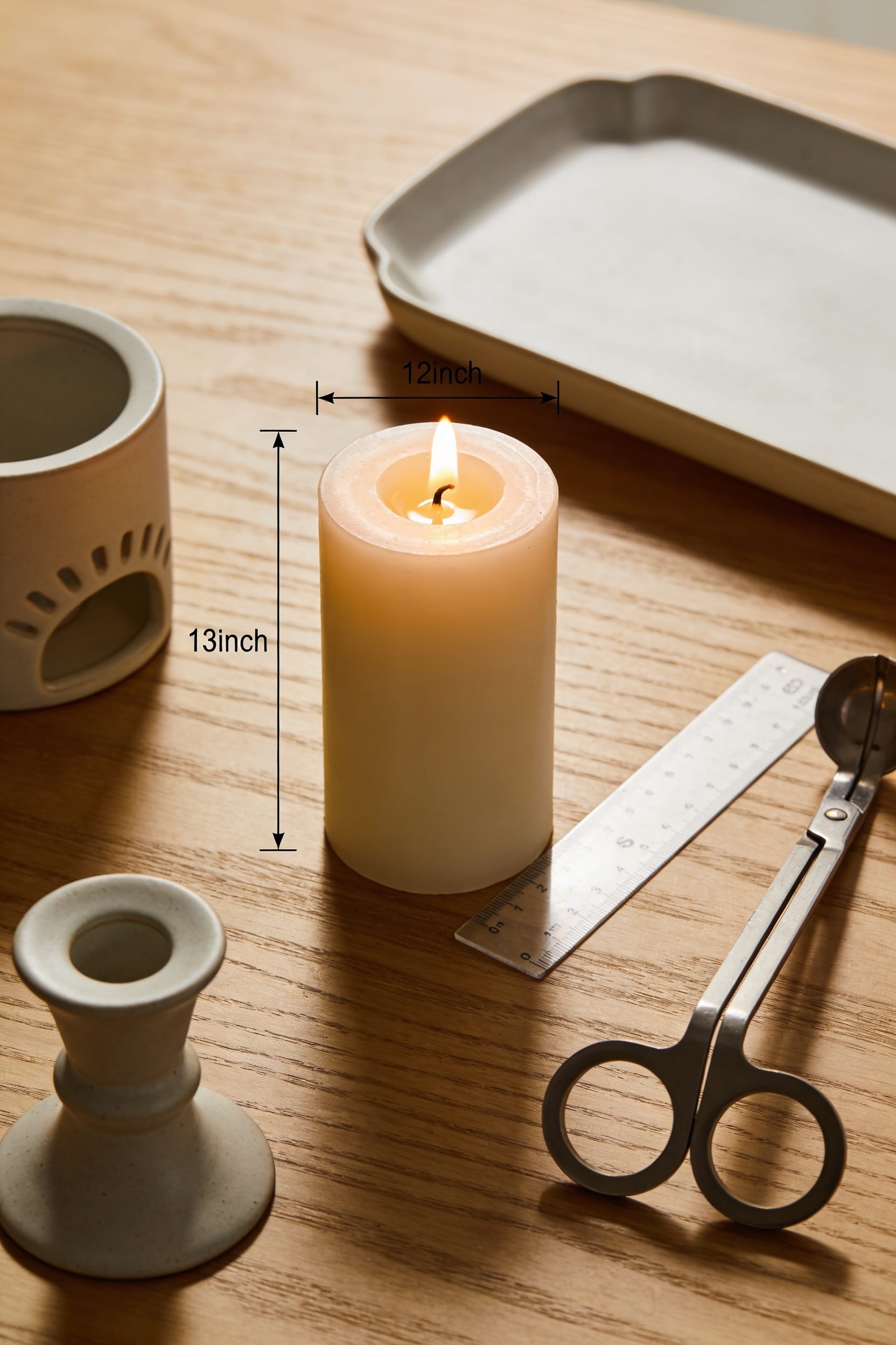 keep candles twelve inches away