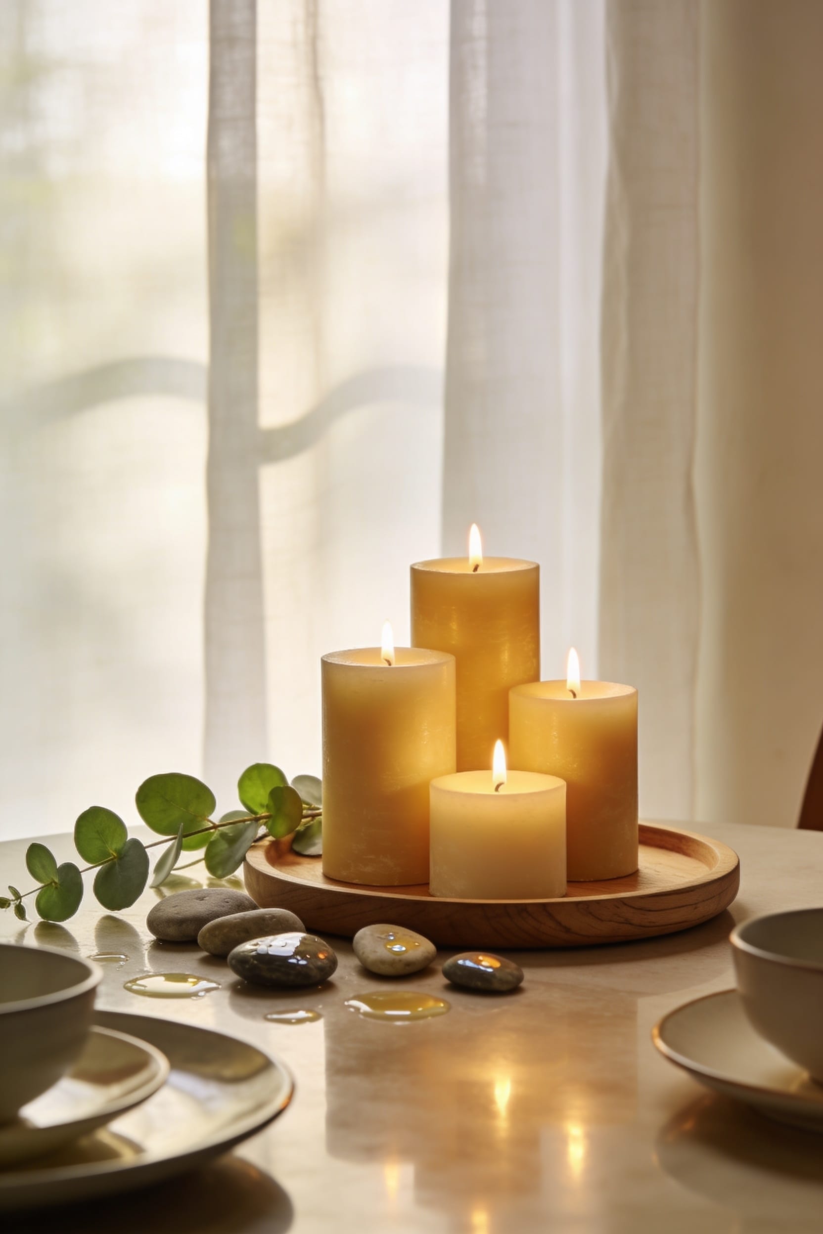 unscented candles arranged in odds
