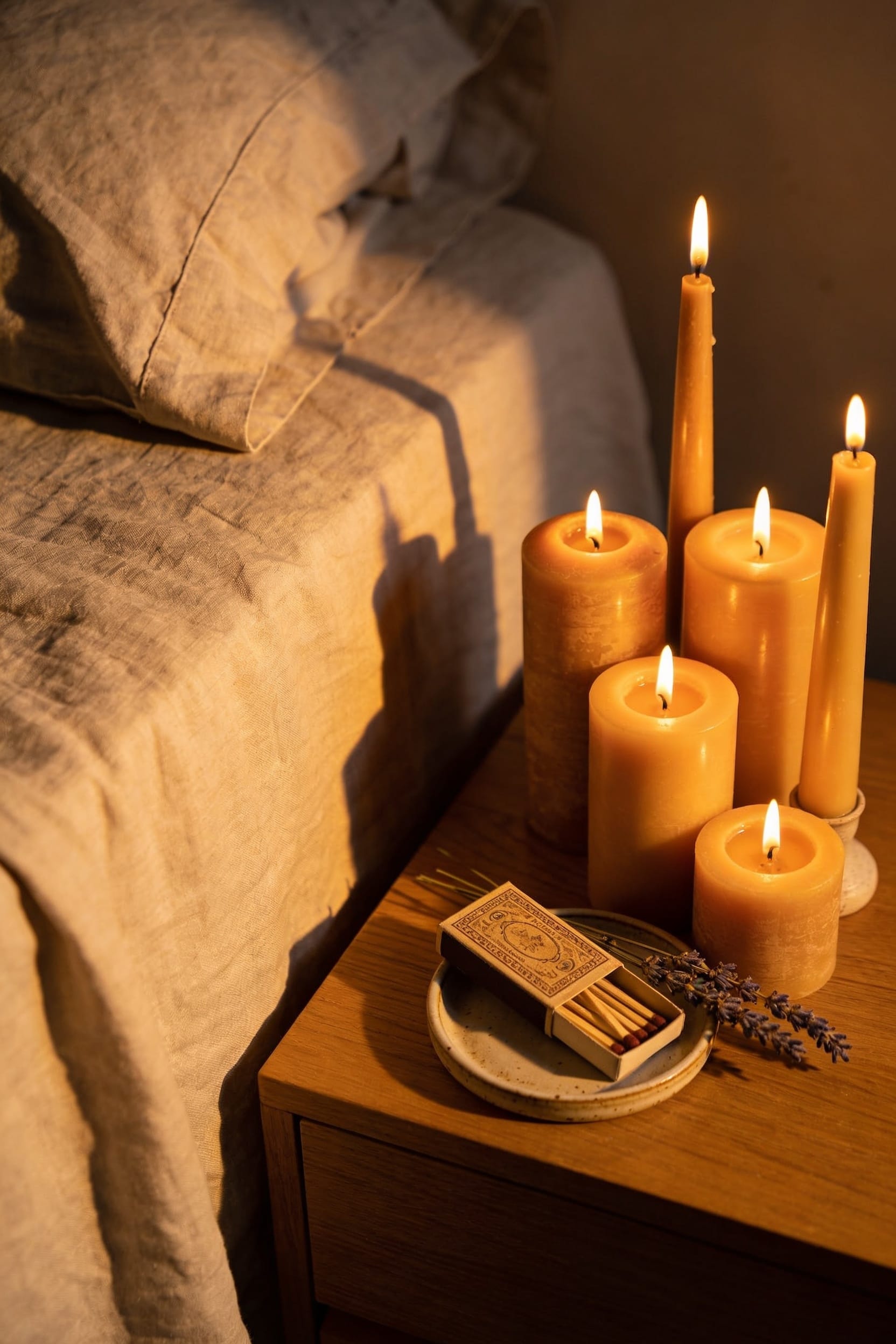 warm intimate candlelit bedroom ambiance